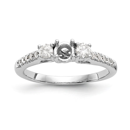 14K White Gold 3 Stone Simulated Diamond Engagement Ring