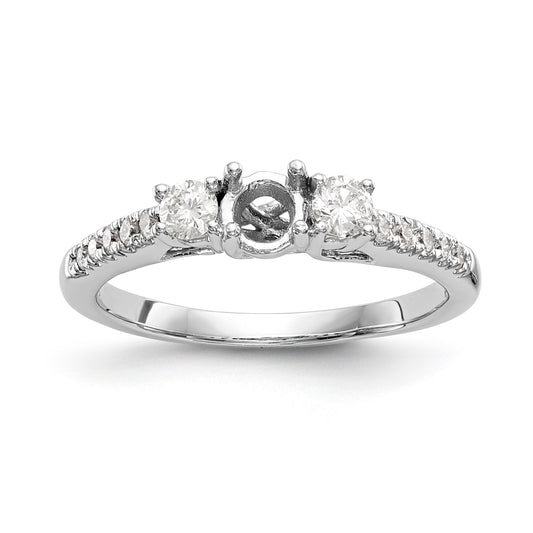 14K White Gold 3 Stone Simulated Diamond Engagement Ring