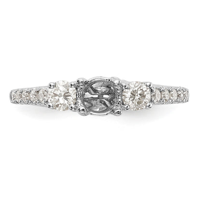 14K White Gold 3 Stone Simulated Diamond Engagement Ring