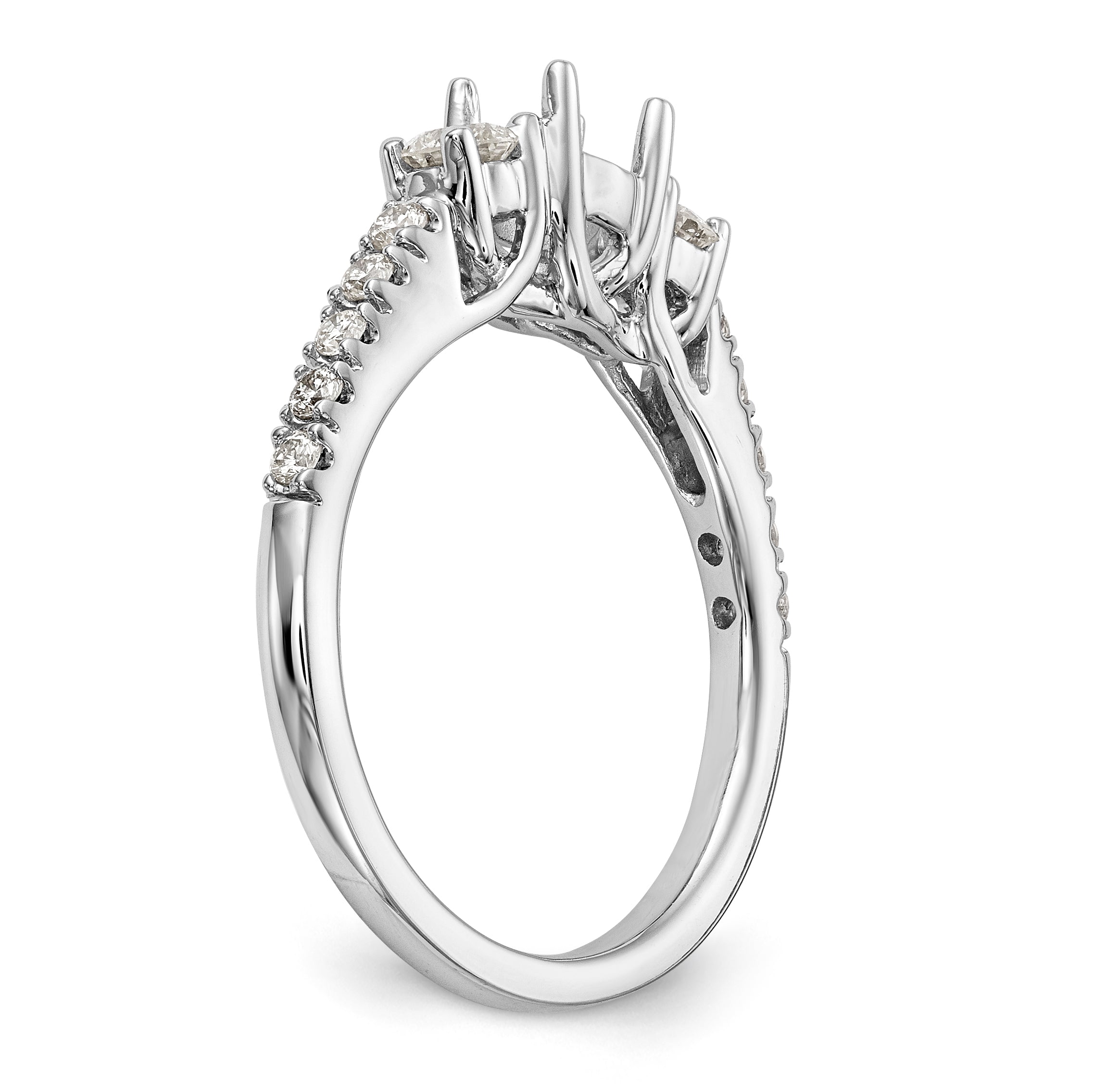 14K White Gold 3 Stone Simulated Diamond Engagement Ring