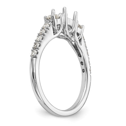 14K White Gold 3 Stone Simulated Diamond Engagement Ring