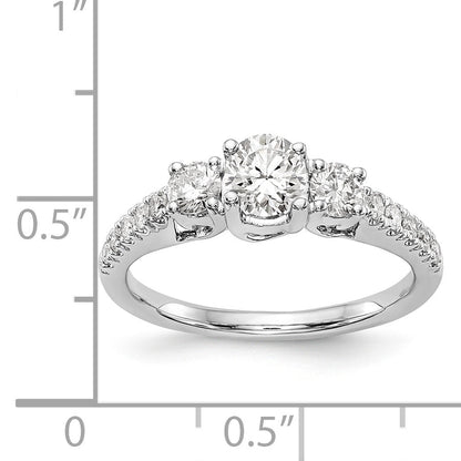 14K White Gold 3 Stone Simulated Diamond Engagement Ring