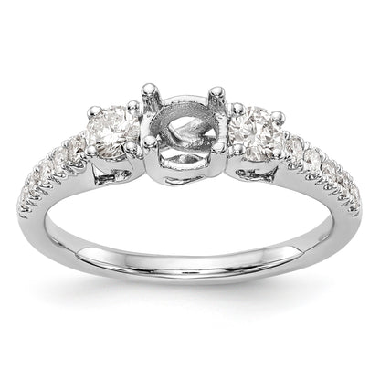 14K White Gold 3 Stone Simulated Diamond Engagement Ring