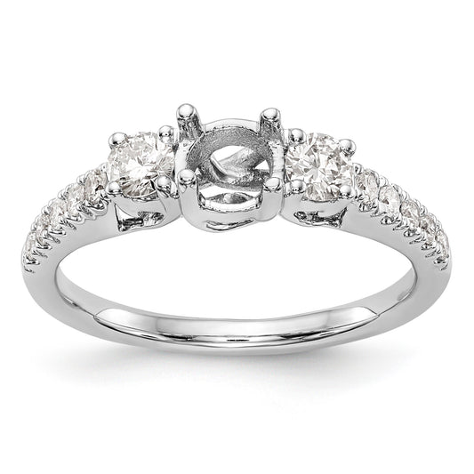 14K White Gold 3 Stone Simulated Diamond Engagement Ring