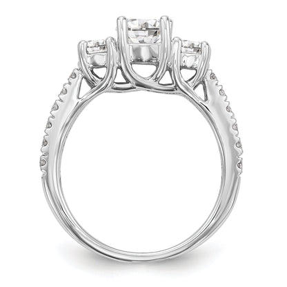 14K White Gold 3 Stone Simulated Diamond Engagement Ring