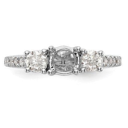 14K White Gold 3 Stone Simulated Diamond Engagement Ring