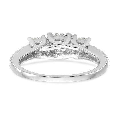 14K White Gold 3 Stone Simulated Diamond Engagement Ring