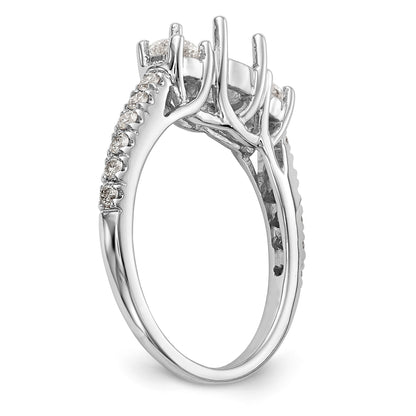 14K White Gold 3 Stone Simulated Diamond Engagement Ring