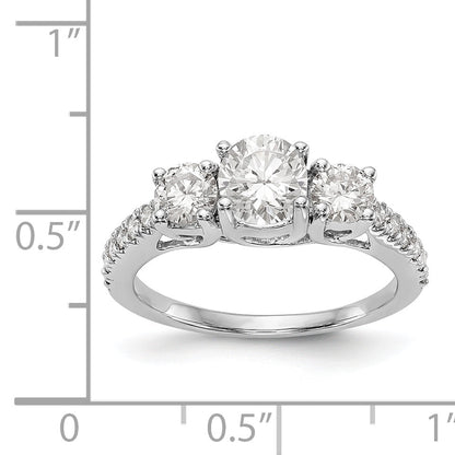 14K White Gold 3 Stone Simulated Diamond Engagement Ring