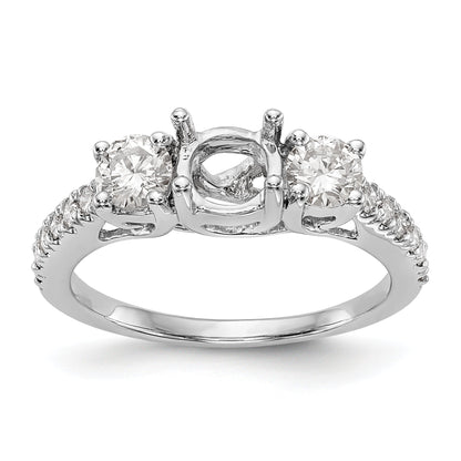 14K White Gold 3 Stone Simulated Diamond Engagement Ring