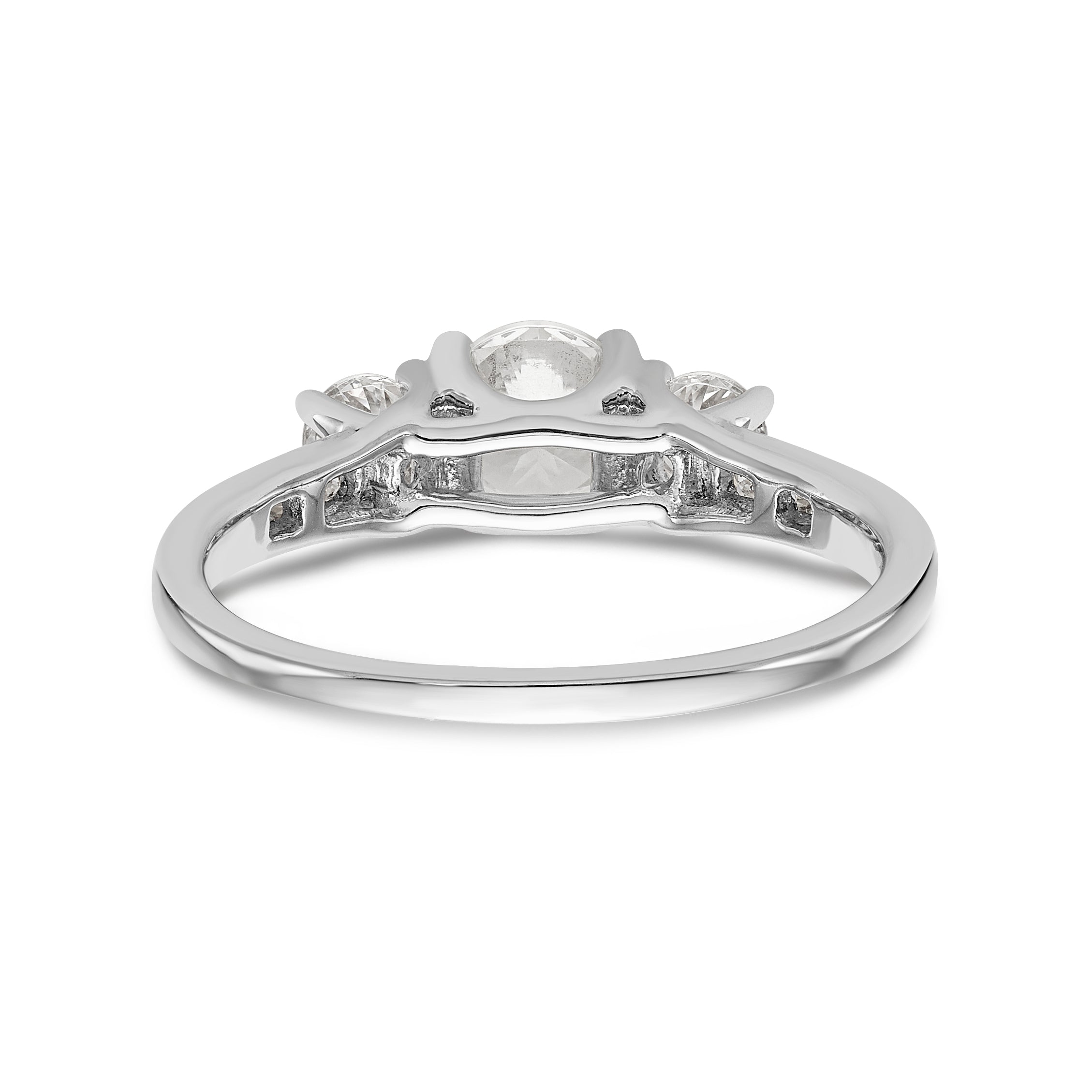 14K White Gold 3 Stone Simulated Diamond Engagement Ring