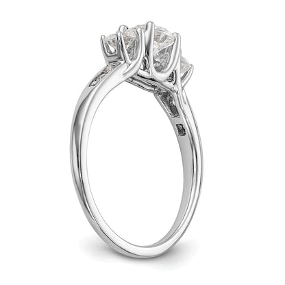 14K White Gold 3 Stone Simulated Diamond Engagement Ring