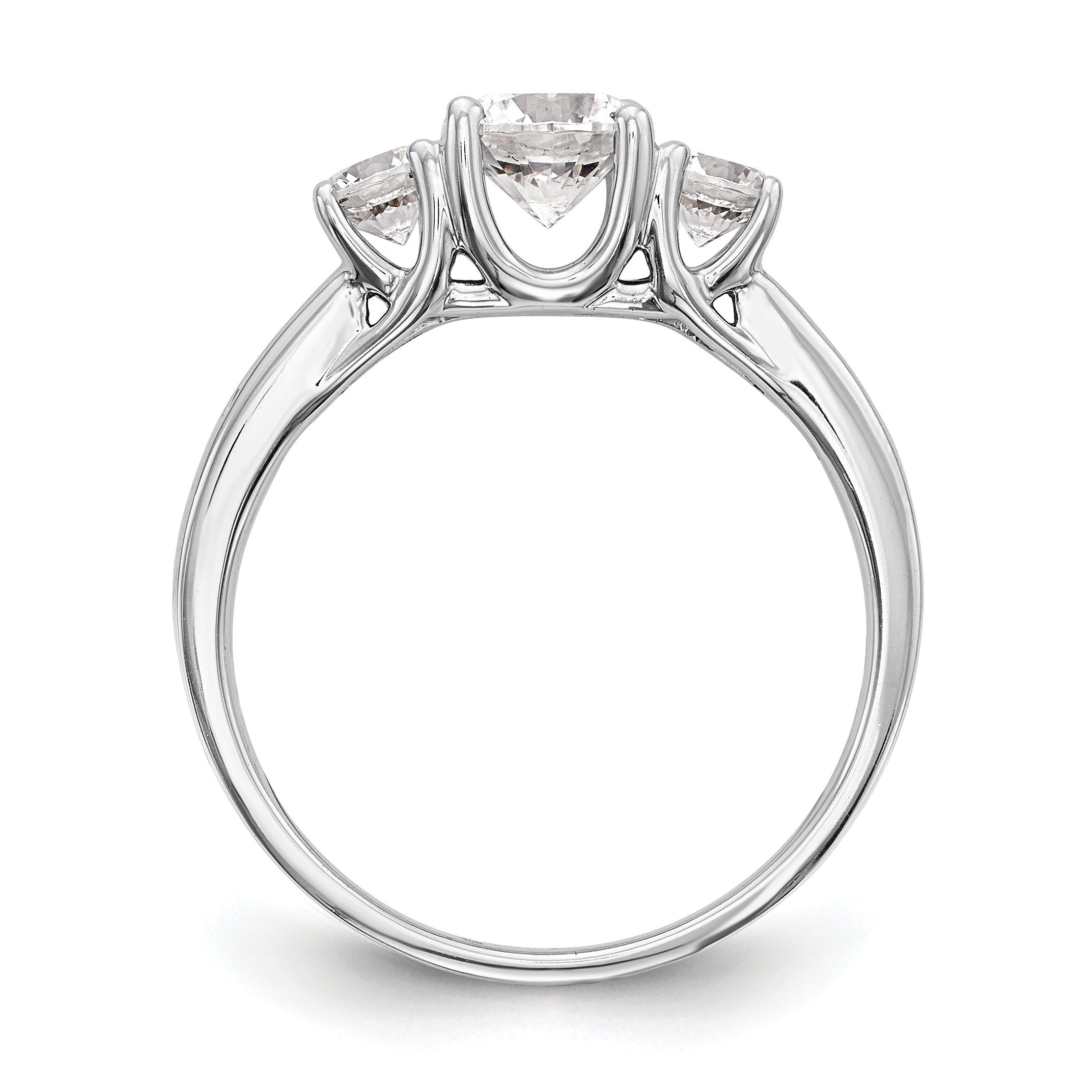 14K White Gold 3 Stone Simulated Diamond Engagement Ring