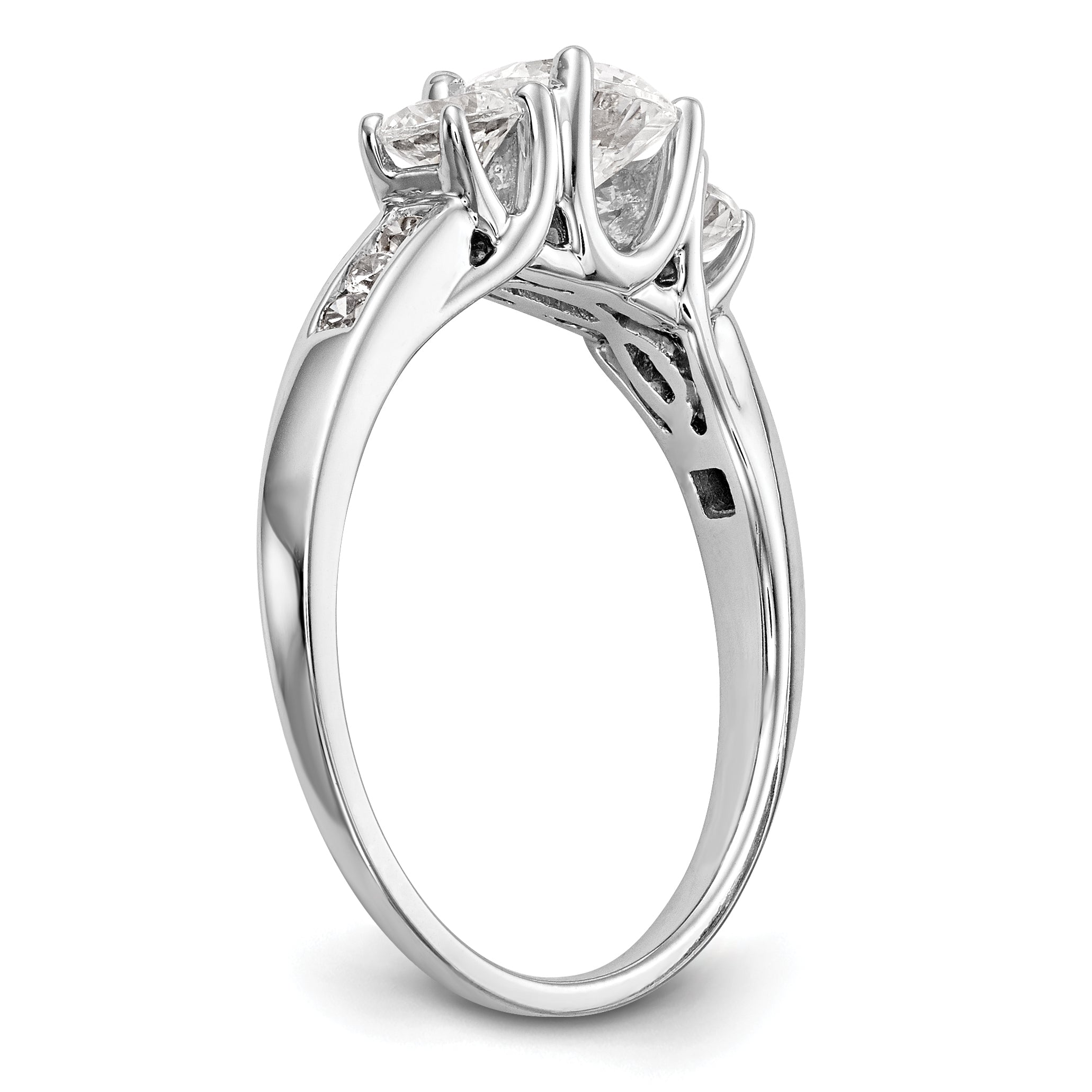 14K White Gold 3 Stone Simulated Diamond Engagement Ring
