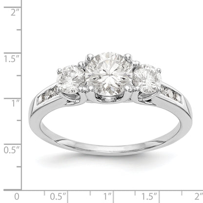 14K White Gold 3 Stone Simulated Diamond Engagement Ring