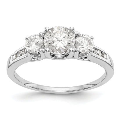 14K White Gold 3 Stone Simulated Diamond Engagement Ring