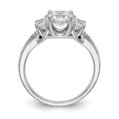14K White Gold 3 Stone Simulated Diamond Engagement Ring