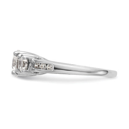 14K White Gold 3 Stone Simulated Diamond Engagement Ring