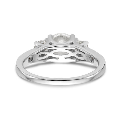 14K White Gold 3 Stone Simulated Diamond Engagement Ring