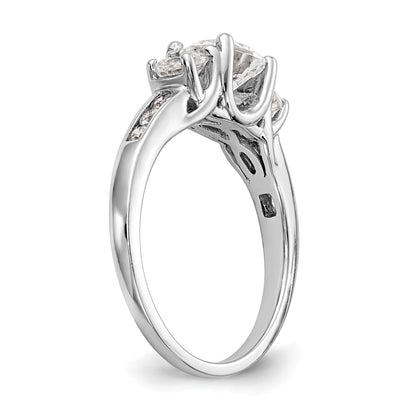 14K White Gold 3 Stone Simulated Diamond Engagement Ring