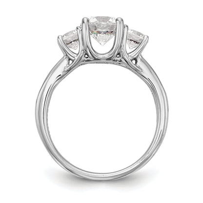 14K White Gold 3 Stone Simulated Diamond Engagement Ring
