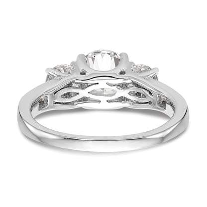 14K White Gold 3 Stone Simulated Diamond Engagement Ring
