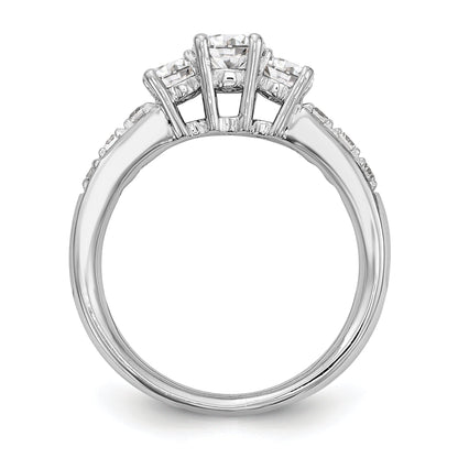 14K White Gold 3 Stone Simulated Diamond Engagement Ring