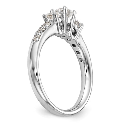 14K White Gold 3 Stone Simulated Diamond Engagement Ring