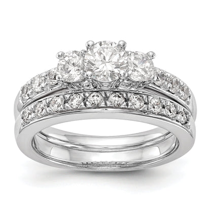 14K White Gold 3 Stone Simulated Diamond Engagement Ring