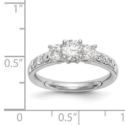 14K White Gold 3 Stone Simulated Diamond Engagement Ring