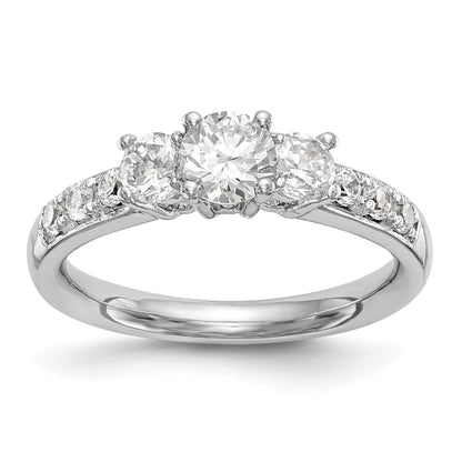 14K White Gold 3 Stone Simulated Diamond Engagement Ring