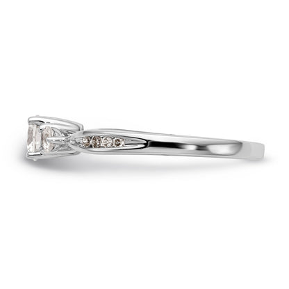 14K White Gold 3 Stone Simulated Diamond Engagement Ring