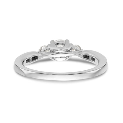 14K White Gold 3 Stone Simulated Diamond Engagement Ring