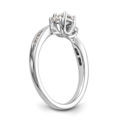 14K White Gold 3 Stone Simulated Diamond Engagement Ring
