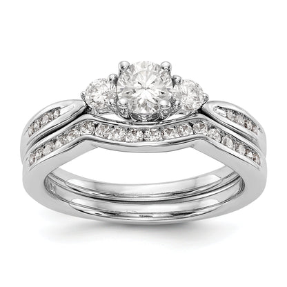 14K White Gold 3 Stone Simulated Diamond Engagement Ring