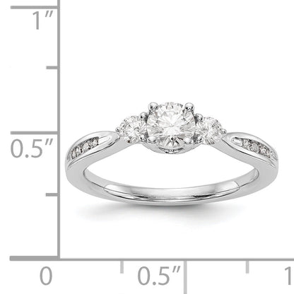 14K White Gold 3 Stone Simulated Diamond Engagement Ring