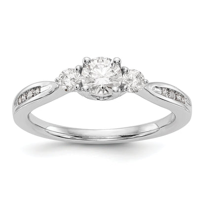 14K White Gold 3 Stone Simulated Diamond Engagement Ring