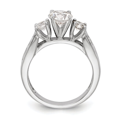 14K White Gold 3 Stone Simulated Diamond Engagement Ring