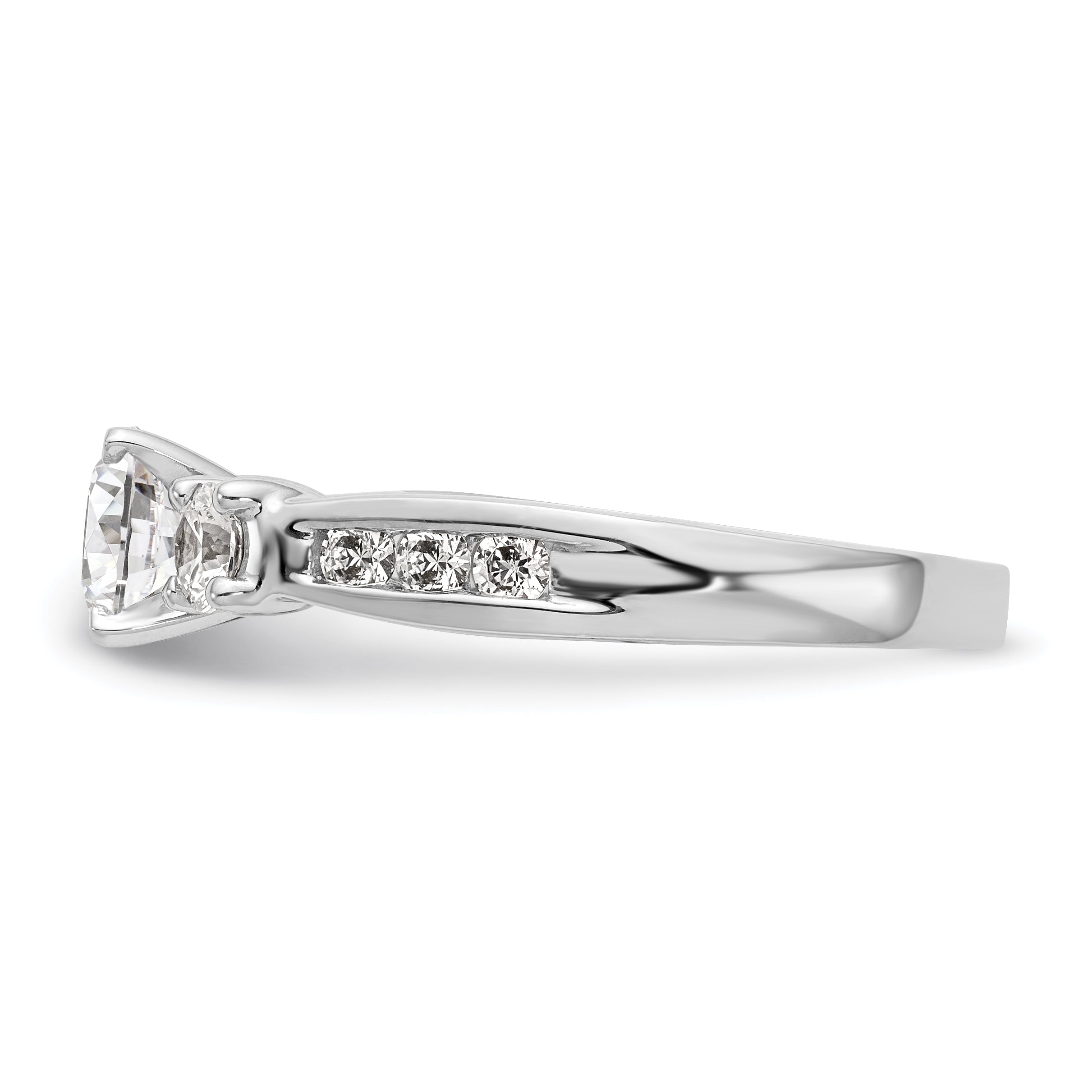 14K White Gold 3 Stone Simulated Diamond Engagement Ring