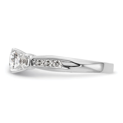 14K White Gold 3 Stone Simulated Diamond Engagement Ring