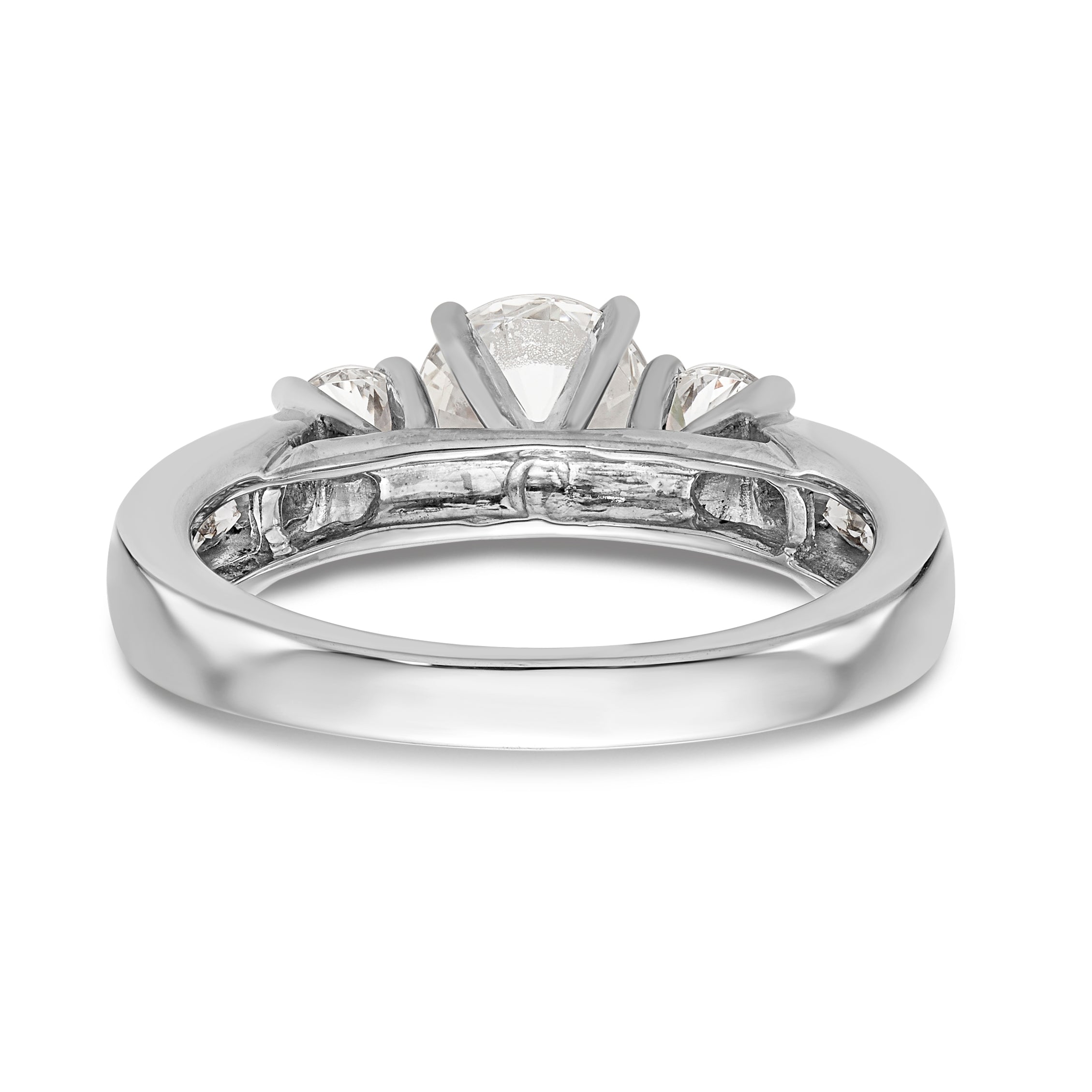 14K White Gold 3 Stone Simulated Diamond Engagement Ring