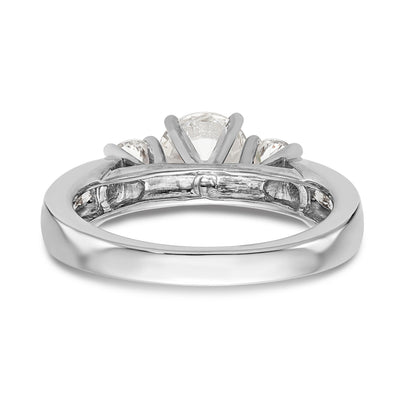 14K White Gold 3 Stone Simulated Diamond Engagement Ring