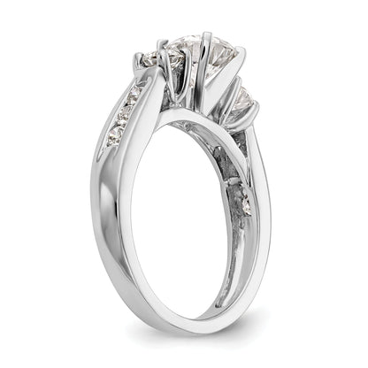 14K White Gold 3 Stone Simulated Diamond Engagement Ring