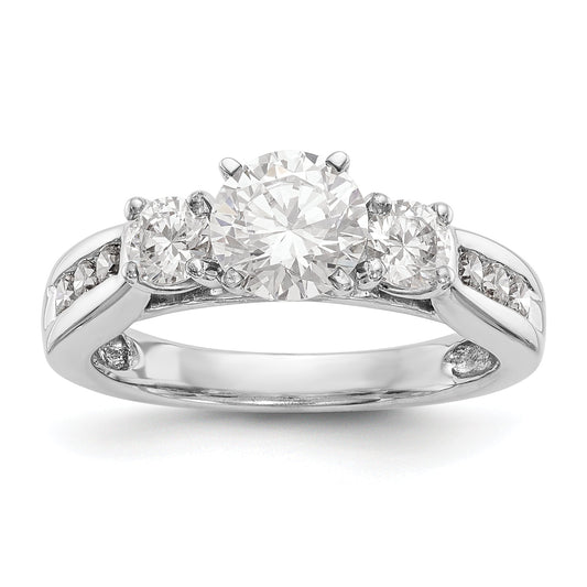 14K White Gold 3 Stone Simulated Diamond Engagement Ring