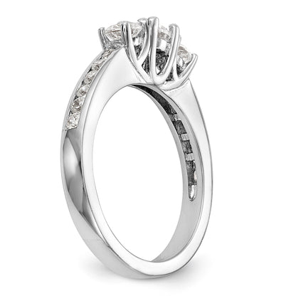 14K White Gold 3 Stone Simulated Diamond Engagement Ring