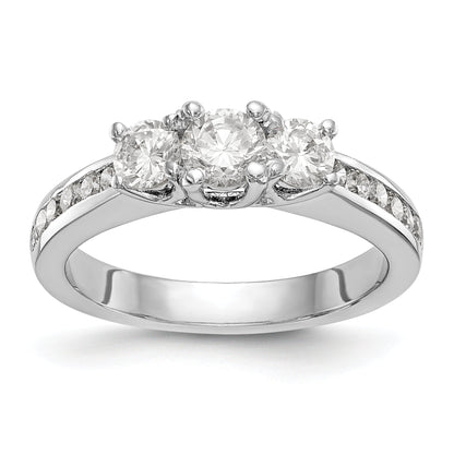 14K White Gold 3 Stone Simulated Diamond Engagement Ring