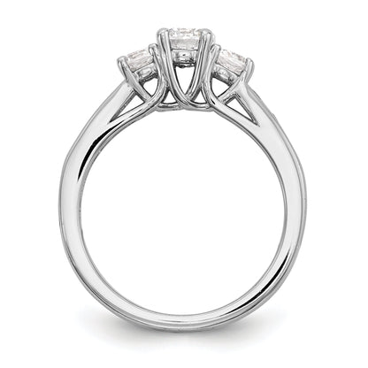 14K White Gold 3 Stone Simulated Diamond Engagement Ring