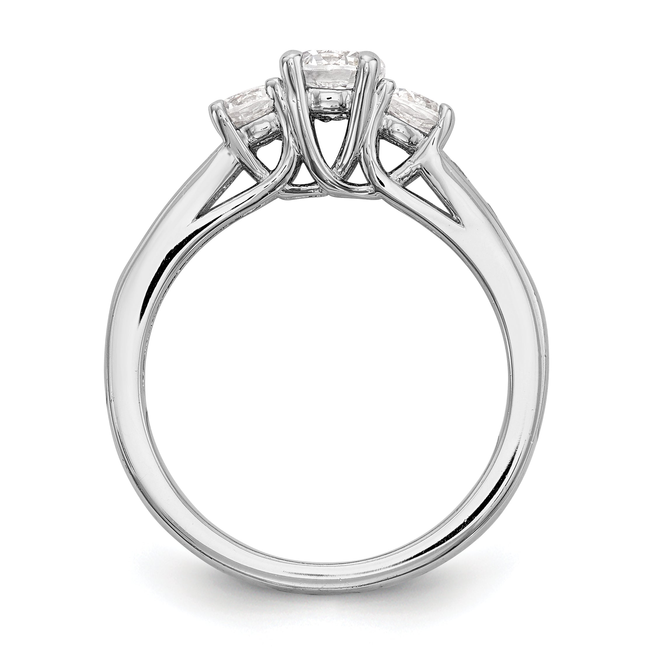 14K White Gold 3 Stone Simulated Diamond Engagement Ring