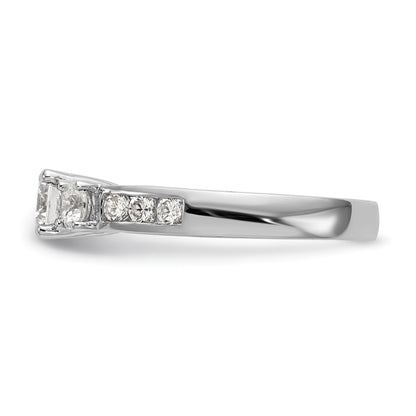 14K White Gold 3 Stone Simulated Diamond Engagement Ring