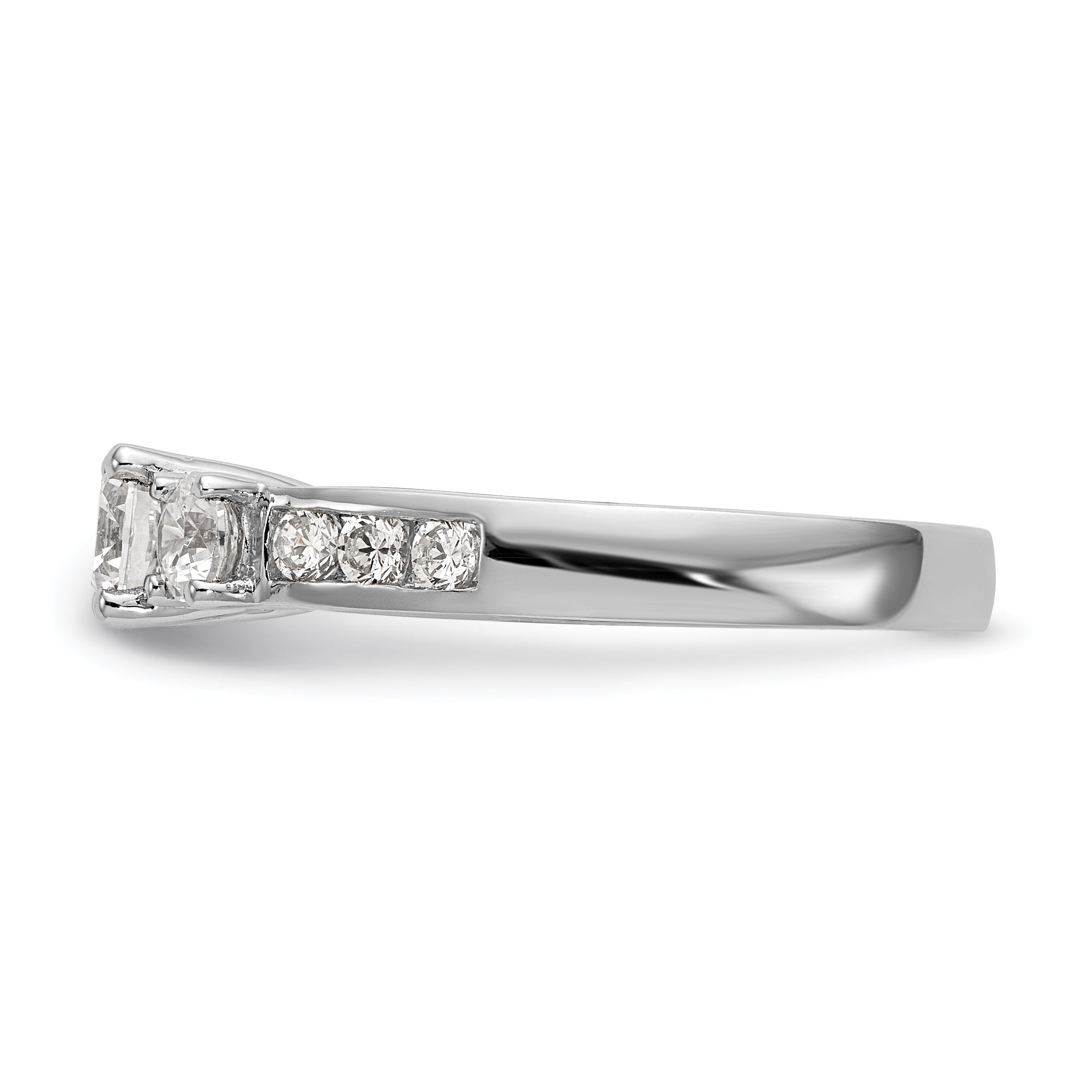 14K White Gold 3 Stone Simulated Diamond Engagement Ring